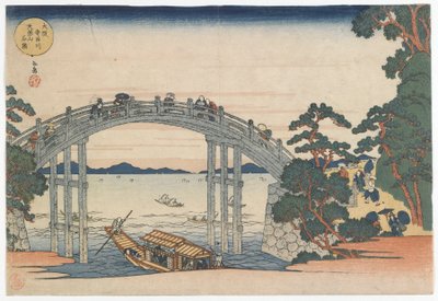 Steinbrücke über den Aji-Fluss am Berg Tenpo, Edo-Periode 1834 von Yashima Gakutei